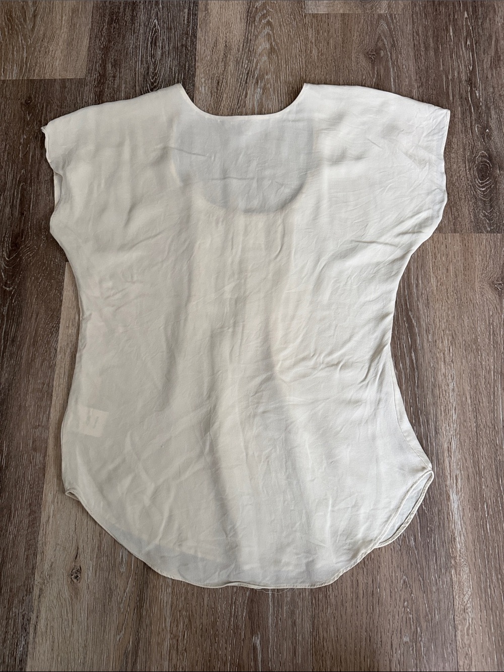 Babaton Cream Scoop-Neck Short Sleeve Blouse 100% Silk XS - Picture 4 of 6